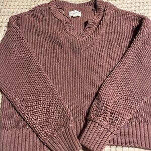Lucky  Ribbed Knit Sweater in Mauve